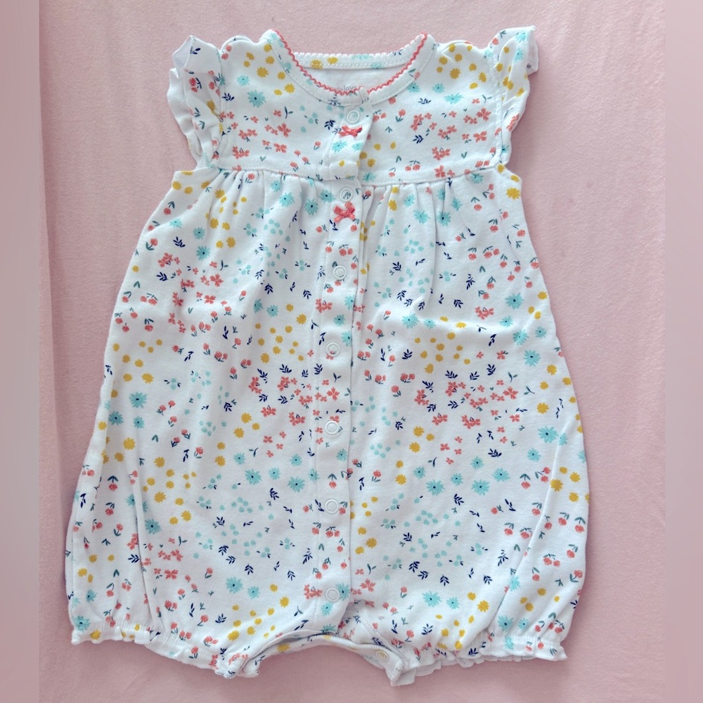 Carter’s 12m white and flowery romper/bodysuit/onesie.